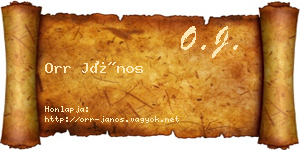 Orr János névjegykártya